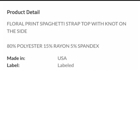 Hopley Floral Spaghetti Strap Tank Top With Knot on the Side Detail-S & L - Picture 7 of 14